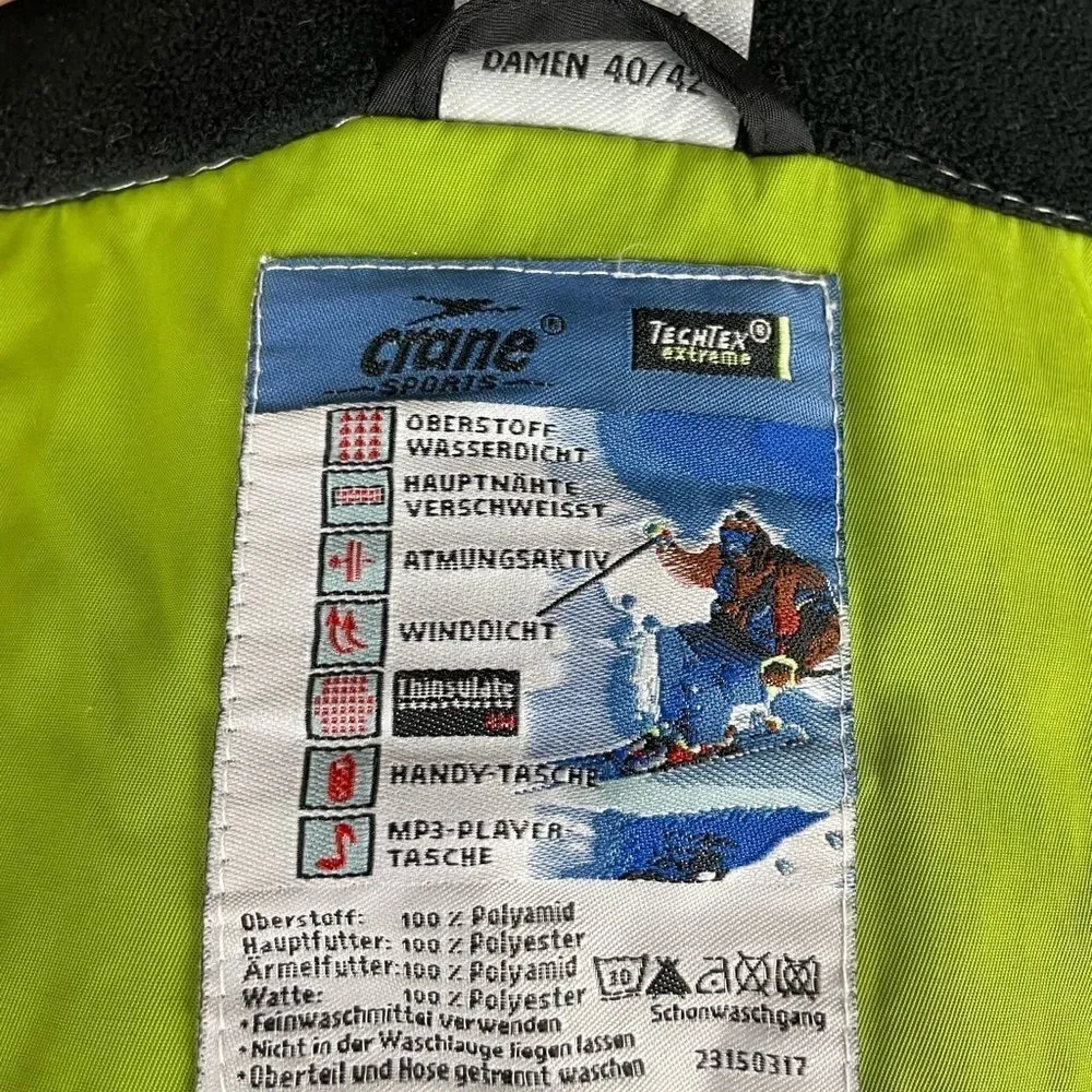 Crane Sports Hooded Ski/Snowboard Jacket Size M EUC